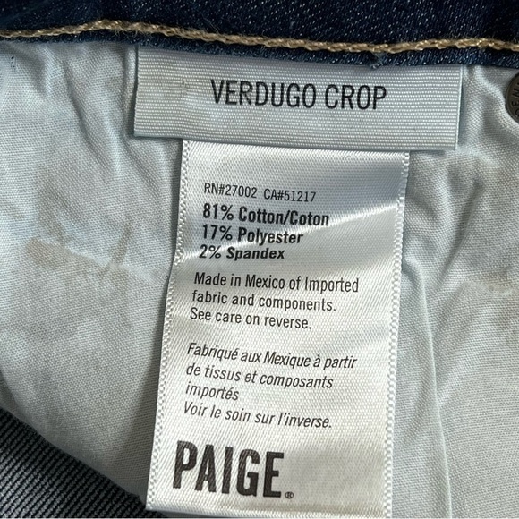 PAIGE Verdugo Crop Zach Distressed Ankle Jeans Women's Size 27 - Picture 15 of 16
